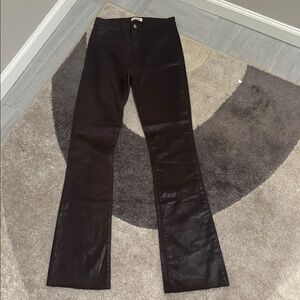 L’AGENCE Brown Coated Straight Cut Pants Faux Leather Look | Size 28